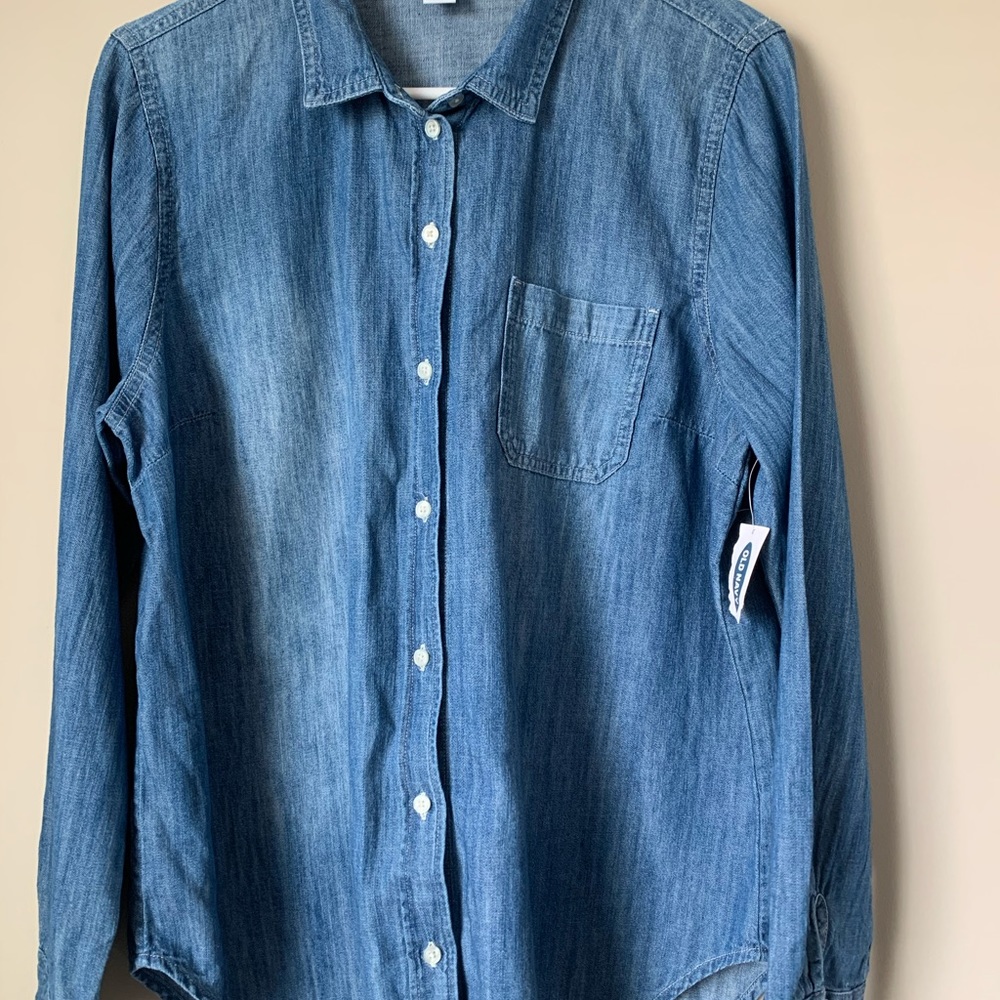 Old Navy Denim Colored Button Down Top Large